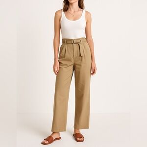 Abercrombie & Fitch Belted Tan Wide Leg Pants Lyocell Utility medium